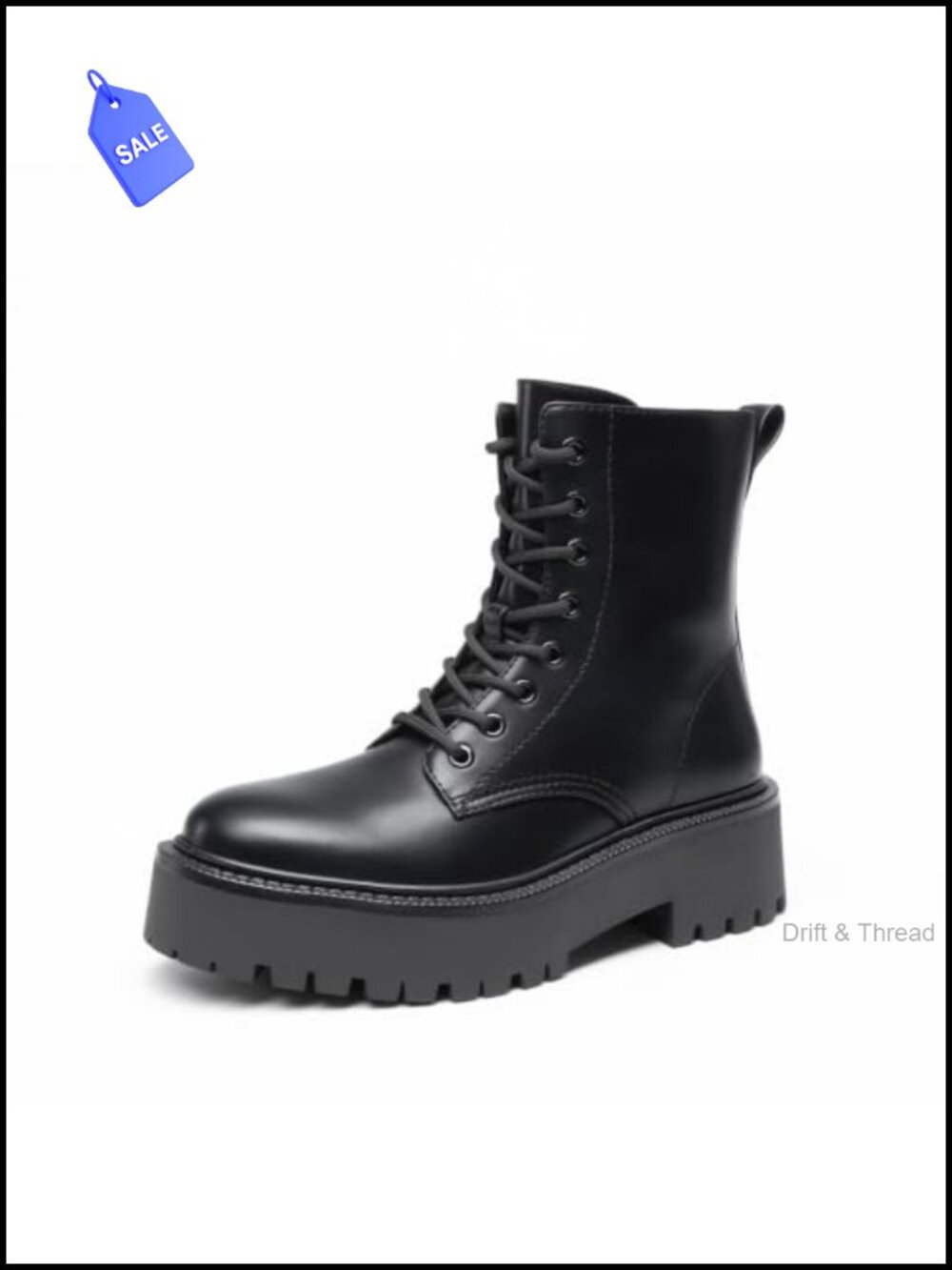 Women's Platform Combat Ankle Boots Faux Leather